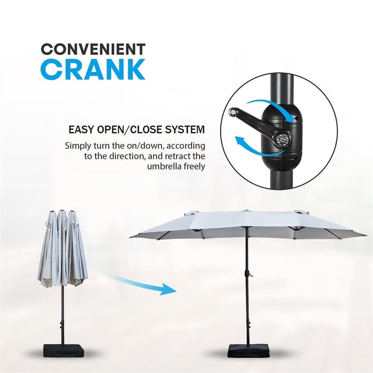 cloud mountain patio umbrella Cloud Mountain 15ft Rectangular Patio Double Sided Large Umbrella in Light  Gray