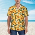 thumbnail image 2 of Susaid Green Leaf Sunflower Print Short Sleeve Shirts Button Down Casual Shirts Summer Beach Aloha Button Down Short Sleeve for Men ,Medium, 2 of 7