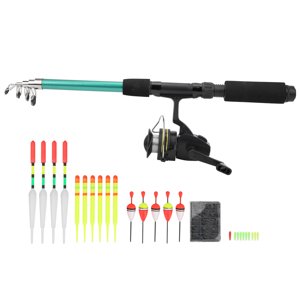 Set de bobines de pêche, accessoires complets Excellente résistance à la glissement Rod de pêche télescopique fibre de carbone haute densité pour les débutants pour les passionnés de la pêche