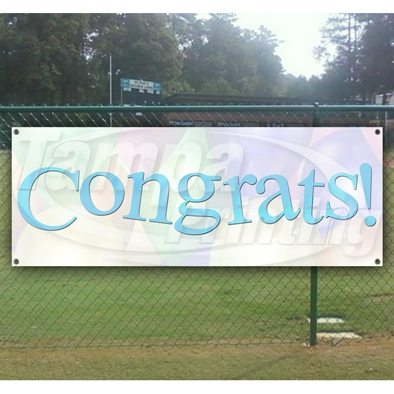 Congrats 13 oz Vinyl Banner With Metal Grommets
