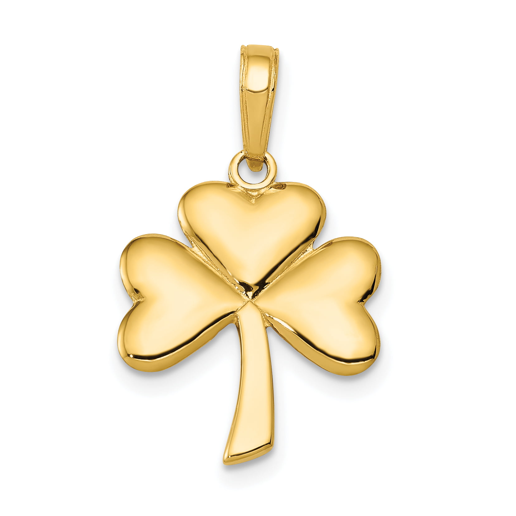 Pendants Good Luck and Italian Horn Charms 14K Yellow Gold 4-Leaf Clover Shamrock Charm Pendant 