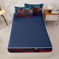 thumbnail image 4 of jejeloiu Ocean Adventure Art Zipper Twin Comforter Sets with Fitted Sheet and 2 Pillowcases Kids,Spooky Skeleton Print Zipper Bedding Set For Boys,Reversible,4 Pieces, 4 of 7