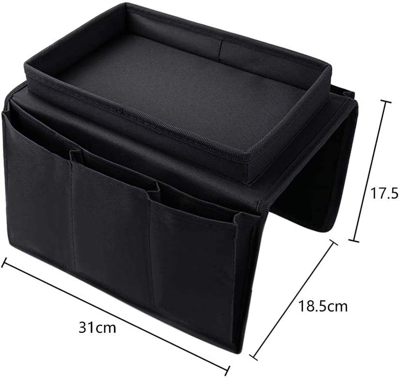 Kusmil Sofa Armrest Organizer with Cup Holder Tray Recliner Couch Armchair Caddy Bedside Storage Pockets Bag for Cellphone Tablet Book Magazines - image 4 of 6