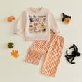 thumbnail image 2 of mgoYE Toddler Baby Girl Halloween Outfit Pumpkin Tis The Season Embroidery Long Sleeve Sweatshirt and Plaid Pants Set(Orange,12-18 Months ), 2 of 5