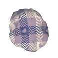 thumbnail image 2 of Kll Heart Check Plaid Pattern Shower Cap & Bath Cap For Women,Reversible Oversized Waterproof Shower Caps For All Hair Lengths,Elastic Reusable Bathing Hair Cap, 2 of 9