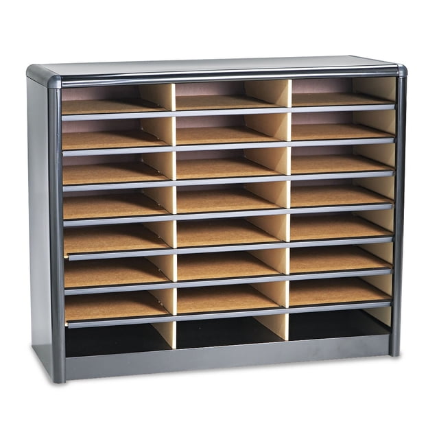 Scranton & Co 24 Compartment Metal Flat Files Organizer in Black