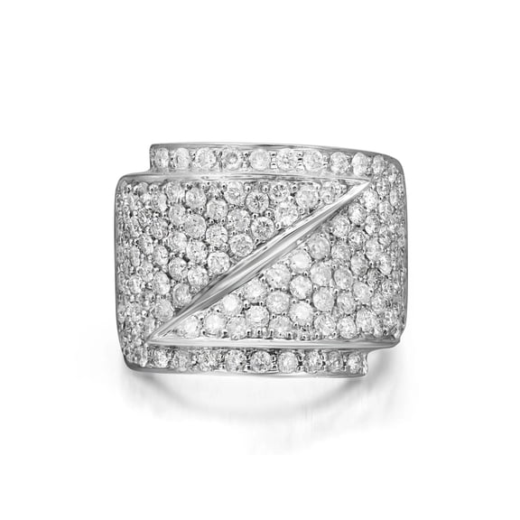 2.39Cttw Pave Set Round Cut Diamond Wide Band Ring 14K White Gold Size 7.75