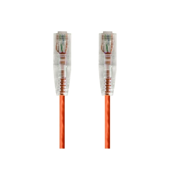Monoprice Cat6 Ethernet Patch Cable - 2 feet - Orange | Snagless RJ45 Stranded 550MHz UTP CMR Riser Rated Pure Bare Copper Wire 28AWG - SlimRun Series