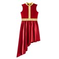 thumbnail image 3 of TSSOE Kids Girls Praise Dance Dress Asymmetrical Swing Skirt Tunic Church Robe Lyrical Choir Liturgical Worship Gown Red 10, 3 of 5