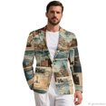 thumbnail image 2 of Psesaysky Polyester Men's Blazer Casual Sport Coats Suit Jacket for Business Prom, With Pockets Classic Fit Office Blazer, Vintage Postcard Collage, 2 of 8