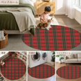 thumbnail image 6 of Christmas Area Rug, Red Green Plaid Vintage Texture Washable Large Circle Carpet, Non Slip Round Rug for Living Room/Bedroom/Dining Room/Home Office/Dorm, 6 of 9