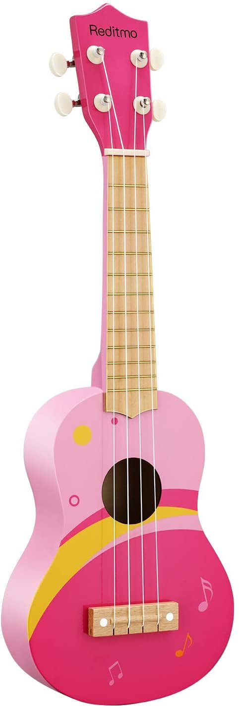 21 Solid Wood Guitar Ukulele classic Uke Strumming Training For Adults and Kids 21, Pink 
