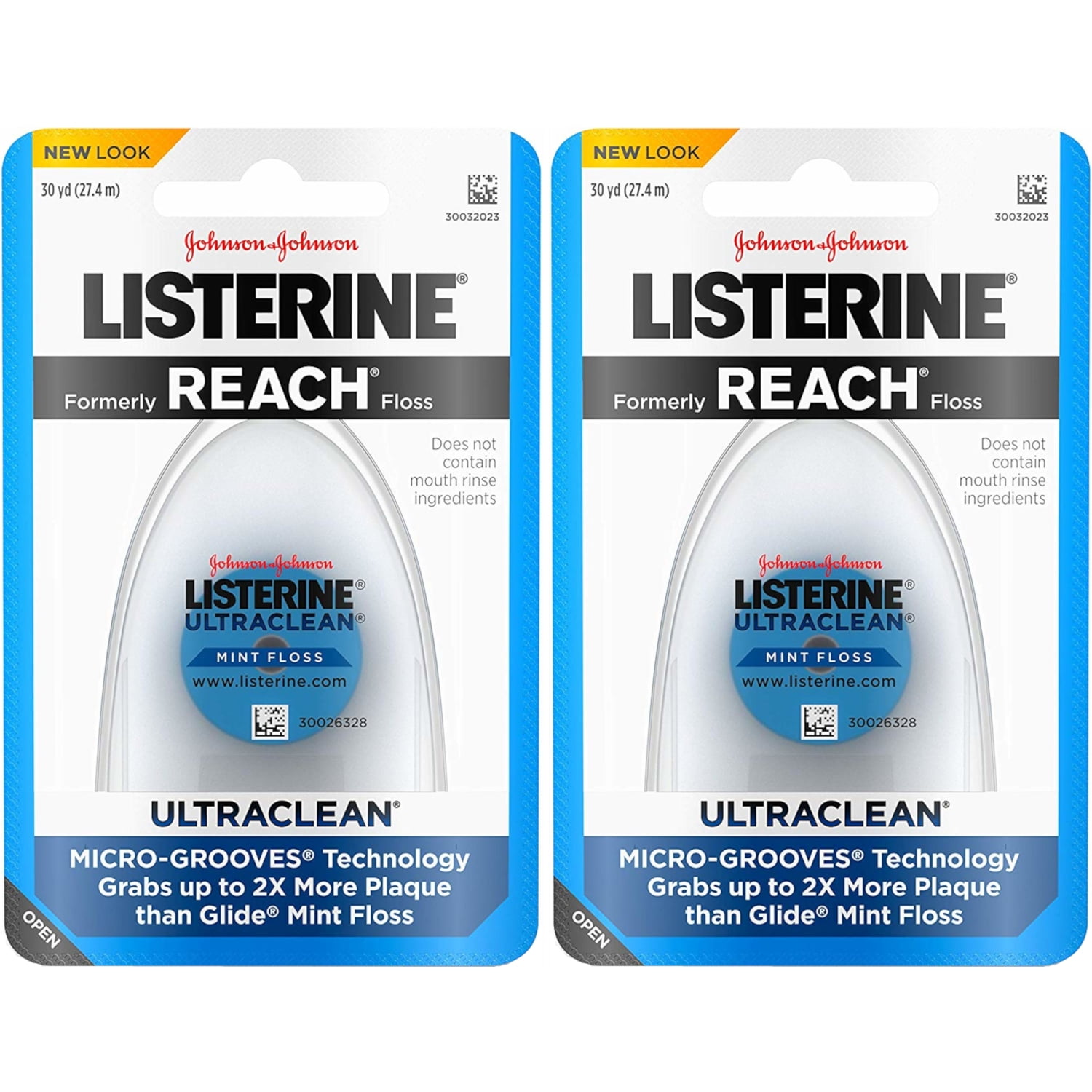 2 Pack Listerine Ultraclean Mint Floss 30 Yards each