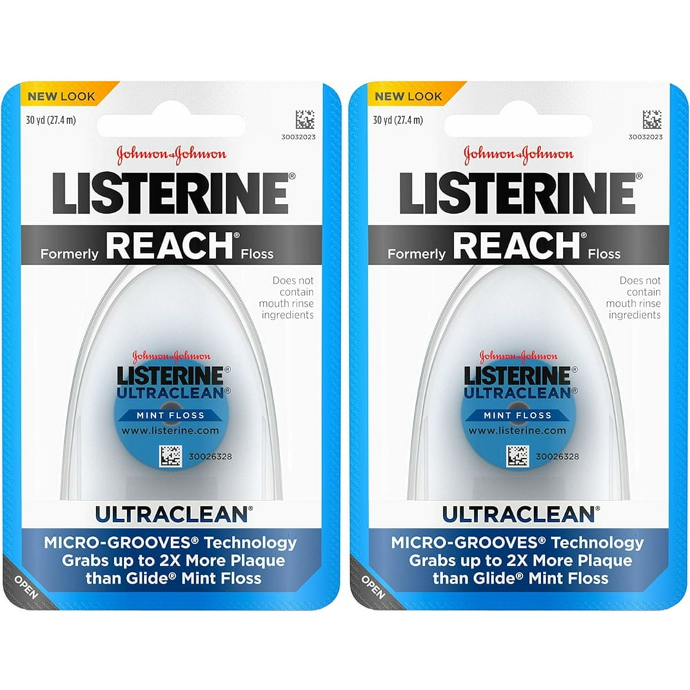 2 Pack Listerine Ultraclean Mint Floss 30 Yards each