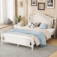 thumbnail image 3 of Llinc Store Classic Wooden Bed Queen Size with Upholstered Headboard And Panel Footboard, with Two Bed Rail Support Feet And Central Platform Support Feet (White), 3 of 8
