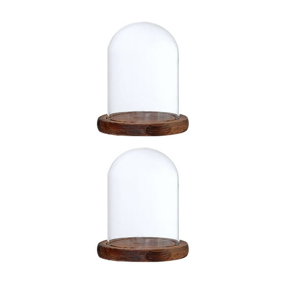 2Pcs 9x12cm Dome with Wooden Base for Home Wedding Party Centerpiece