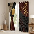 thumbnail image 3 of Manfei Boho Sun and Leaf Blackout Curtains Set of 2 (52x84 Each), Mid Century Geometric Curtain, Black and Gold, 3 of 6
