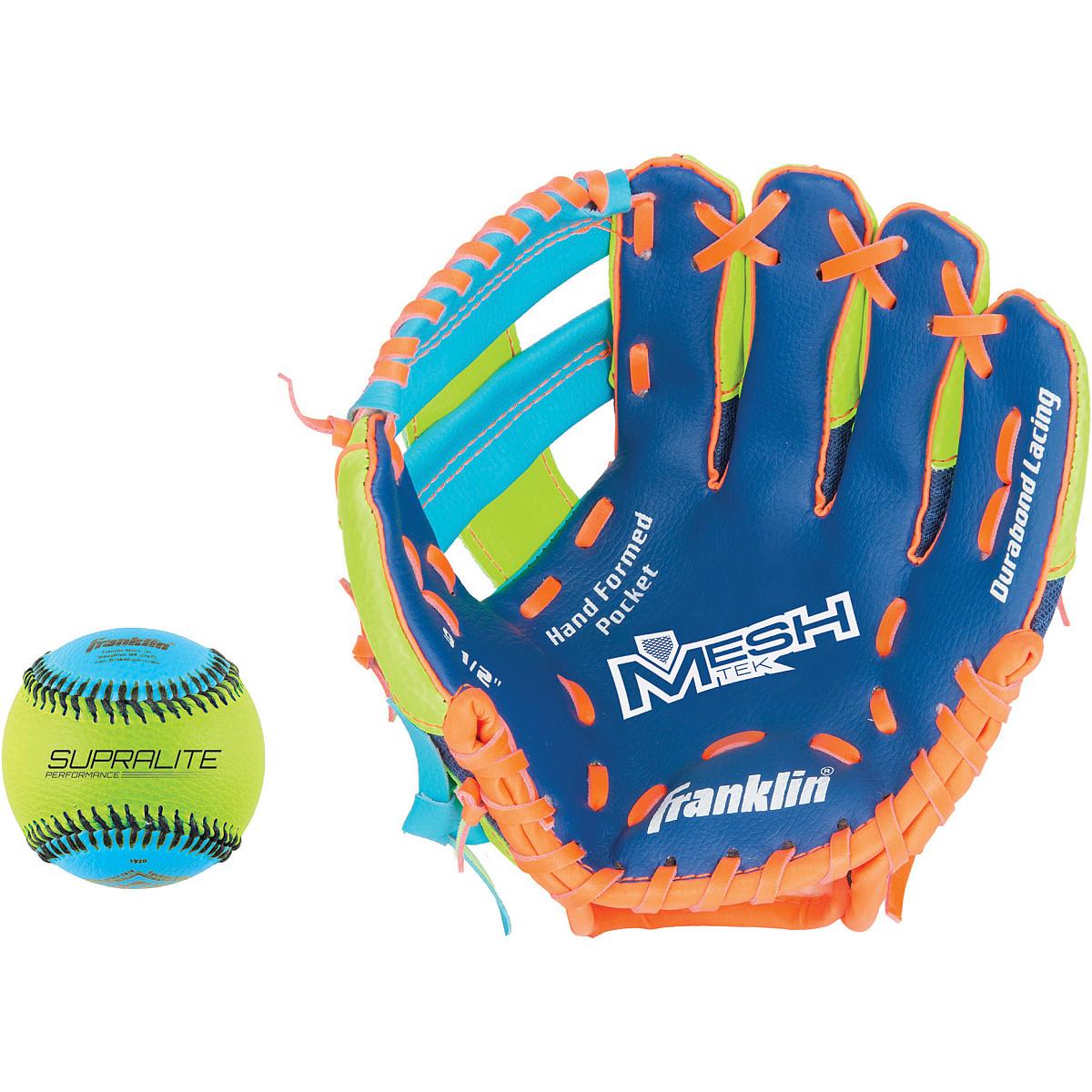 Franklin Sports Kid's Glove and Ball Set - Meshtek Foam Baseball and T-Ball Mitt - Righty - image 3 of 3