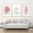 thumbnail image 2 of 3pcs Feather Canvas Blush Pink Wall Art, Inspirational Quote Poster and Love Sign Picture, Frameless, 50x70cm/19.68x27.56inch Print for Room Decor Home Decor, 2 of 4