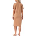 thumbnail image 3 of INSPIRE CHIC Women's Casual Summer Pajama Dress Loose Fit Nightshirts Short Sleeve Sleepwear Split Midi Nightgowns L Coffee, 3 of 6