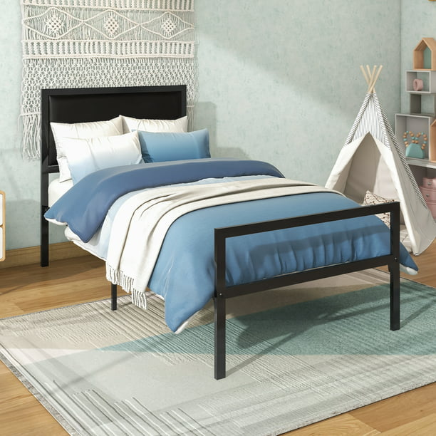 Metal Bed Frame Twin Size Sy, Teal Twin Bed Frame With Storage Underneath