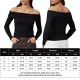 thumbnail image 2 of Blusa Mangas Largas Top de manga larga Top ajustado sexy Camisa básica informal para mujer Kuymtek Negro T M para Mujer, 2 of 6