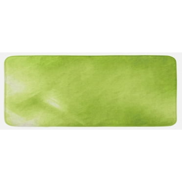 Sage Kitchen Mat, Digital Shady Color Abstraction Grunge Retro Style Springtime Ecology Growth Go Green, Plush Decorative Kitchen Mat with Non Slip Backing, 47" X 19", Apple Green, by Ambesonne