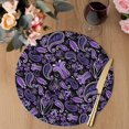 thumbnail image 3 of Boho Purple Floral Round 13 Inch Placemats Set of 6, Farmhouse Botanical Vintage Paisley Flower HeatResistant Non Slip Place Mats for Dining Table, Wipeable Kitchen Table Mats for Housewarming, 3 of 9