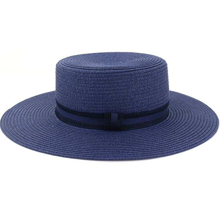 CoCopeanut Bucket Hat Beach Summer Straw Hats for Women Flat Top