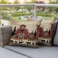 thumbnail image 4 of Red Farmhouse Pillow Covers 2 Pack Country Farm Barn Cow Pig Chicken Fence Tree Black Plaid Pillowcase Waterproof Outdoor Throw Pillow Cover for Patio Garden Square Cushion 20”x20”, 4 of 9