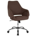 thumbnail image 2 of BizChair Home and Office Upholstered Mid-Back Chair with Wrap Style Arms in Brown Fabric, 2 of 7