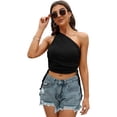 thumbnail image 2 of Attraco Womens One Shoulder Crop Top Y2K Drawstring Ruched Cami Tops, 2 of 5