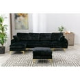 thumbnail image 2 of Large Sectional Sofa Couch & Ottoman Set, U Shape Sectional Sofa with 2 Pillows Living Room Modular Sofa Accent Sofa Chaise Lounge and Golden Legs (Black), 2 of 7