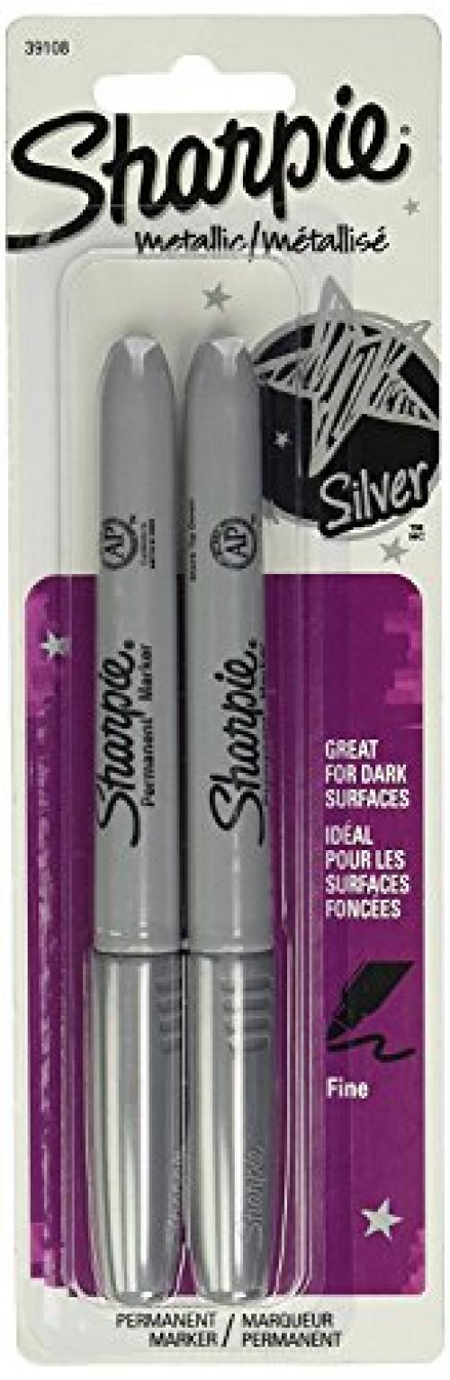 Sharpie Metallic Silver Permanent Marker 2 Count, 2 Pack 4 Markers