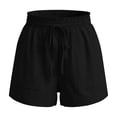thumbnail image 6 of GUACER Lounge Shorts for Women Cotton Linen Drawstring Elastic Waist Pleated with Pockets Breathable Baggy Shorts, 6 of 6