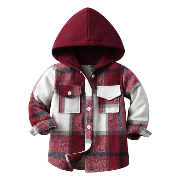 Emitonse Baby & Toddler Boys Long Sleeve Oxford Button Up Shirt Kids Toddler Baby Girls Boys Fall Winter Warm Thick Print Long Sleeve Coat Cardigan Clothes Red,Size 5-6 Years
