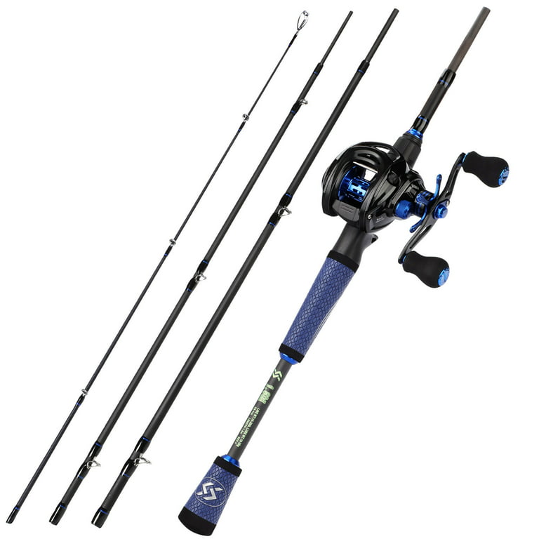 Sougayilang Fishing Bag Full Kit Baitcaster Combo - Casting Pole with Blue Diamond Baitcast Reel, Size: 5′10′′