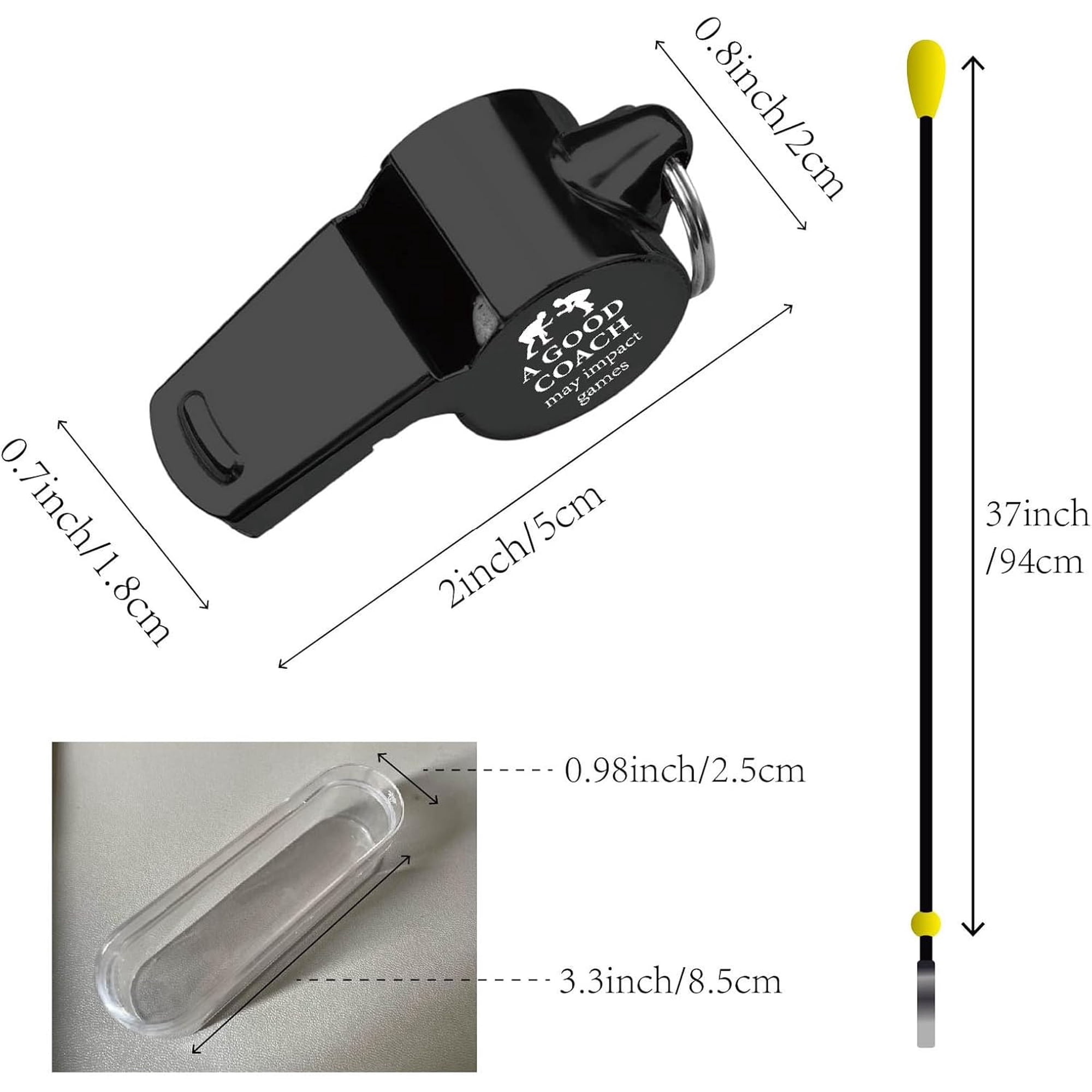 1 pc Emergency Whistle Lanyard Black Stainless Steel High Decibel Whistle for Wrestle Coach Referee Gifts for Outdoor Sport Compitition Gym Natatorium Organize Training 2x0.7x0.8in