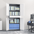 thumbnail image 3 of MoNiBloom 71" Metal Garage Storage Cabinet with Locking Doors & Drawer, Adjustable Shelves for Home, Office, Grey White, 3 of 10