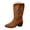 Brown, variant on Retro Wide Calf Cowboy Boots for Women Roman Embroidered Suede Chunky Mid Heel Cowgirl Tall Boots Brown Size 6