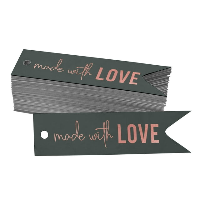 Inkdotpot Made With Love Text Bottle Tag Real Rose Gold Foil Favor Hang Tags Pack Of 100