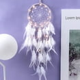 thumbnail image 1 of Dulces sueños con atrapasueños de plumas hechos a mano, diseño romántico bohemio para decoración multifuncional, 1 of 5