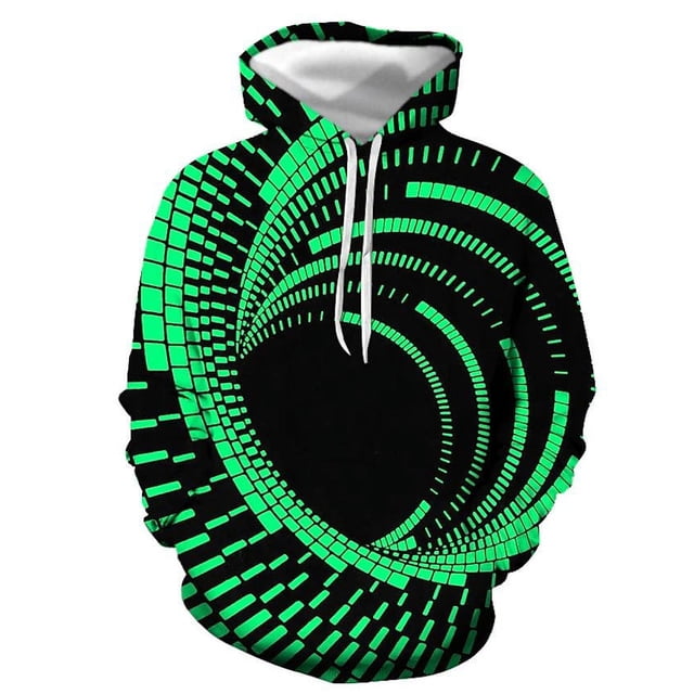 2024 Sweat à Capuche Graphique 3D Vertigo, Mode Décontractée, Manches Longues