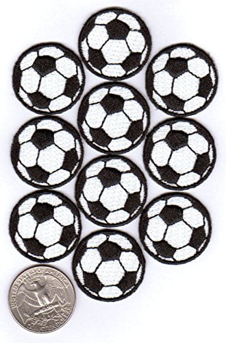 WOW Soccer Ball Iron On Patches 10-pack 1.0-inch diameter 