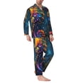 thumbnail image 2 of Fotbe Neon Seahorse Underwater Realm Pattern Long Sleeve Pajama Set for Men,Sleepwear Set,2-piece Loungewear Set,Soft PJs Comfy Nightwear with Pockets-XX-Large, 2 of 7