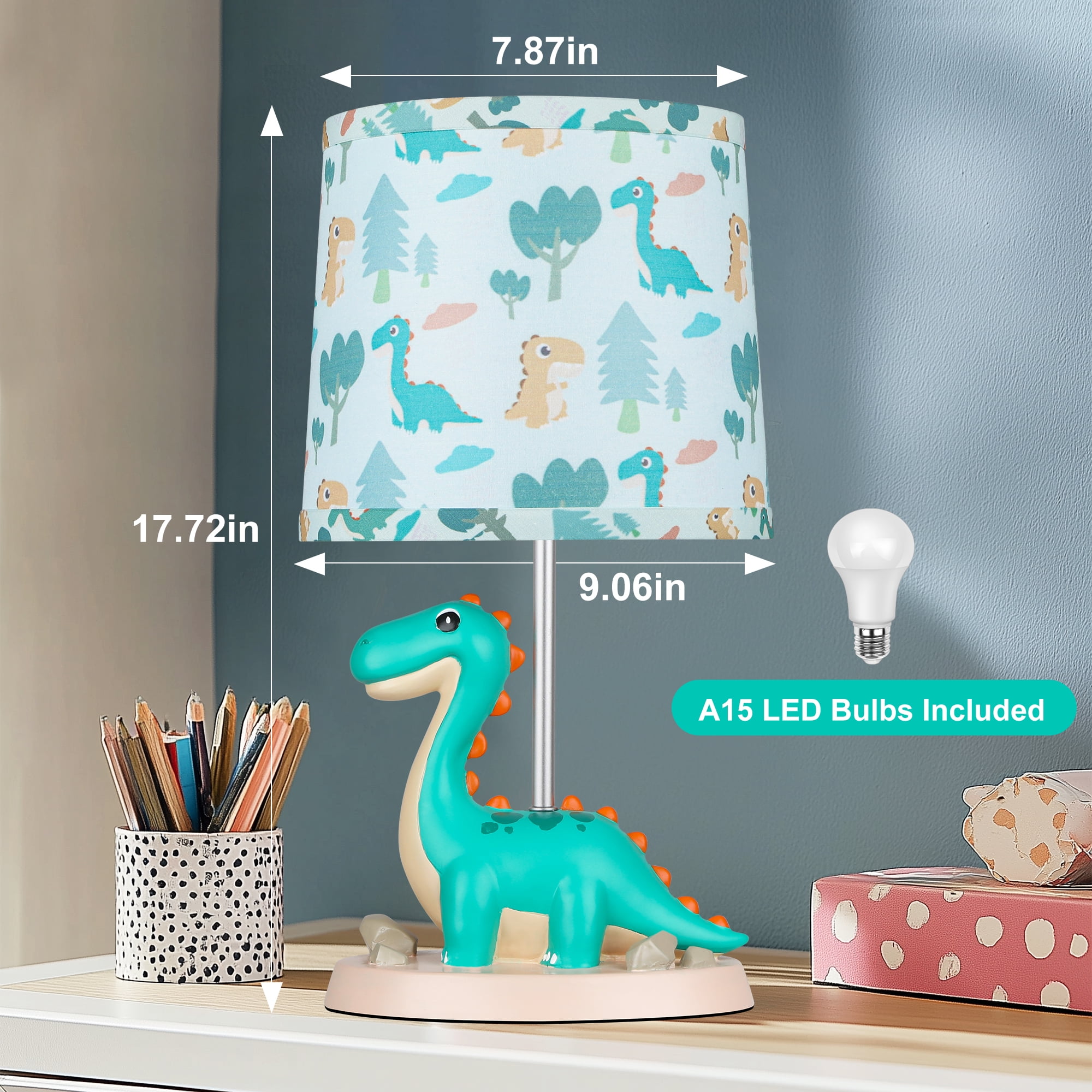Small Green Dinosaur Table Lamp For Bedroom Nightstand Decor,animal Nursery Single Bedside Lamp For Kid Study Room,cute Desk Lamp For Boy Girl Toddler Play Room,1 Led Bulb Included