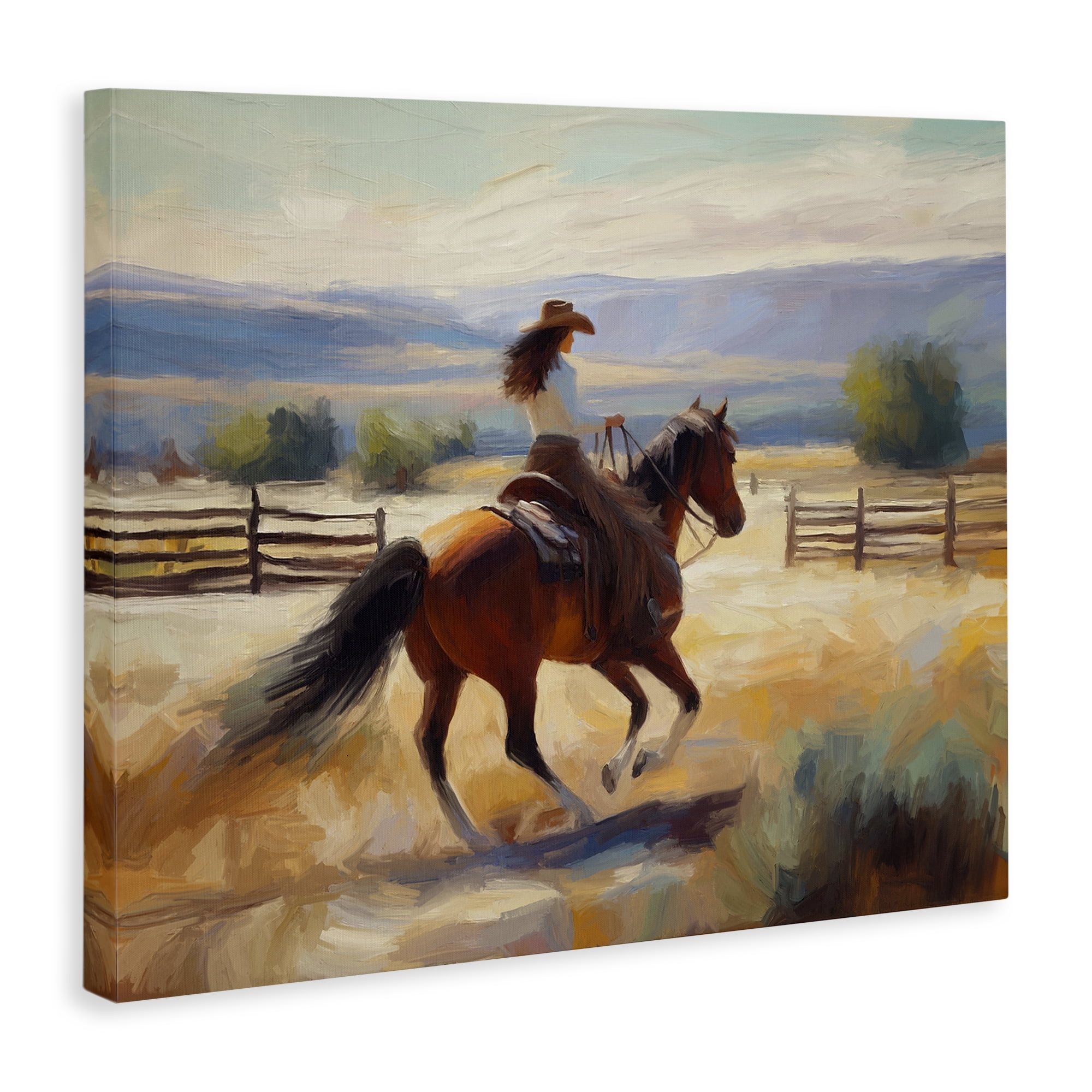 Stupell Industries Ride Like The Wind Landscape Painting Gallery Wrapped Canvas Art Print Wall Art, 40 x 30