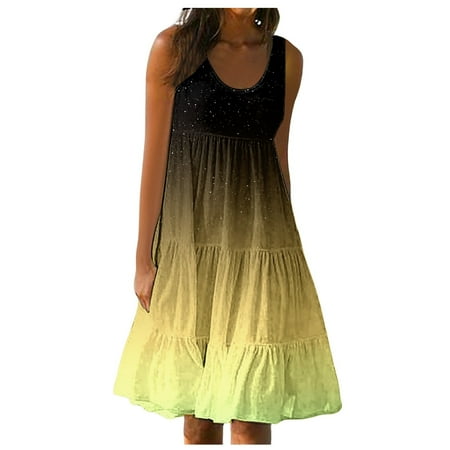 Blphud Summer Dresses Women Mid Length Dress Womens Summer Dress Sleeveless Dress Solid Loose Short Flowy Summer Dresses for Women Women s Summer Dresses 2024 Hot Pink XL