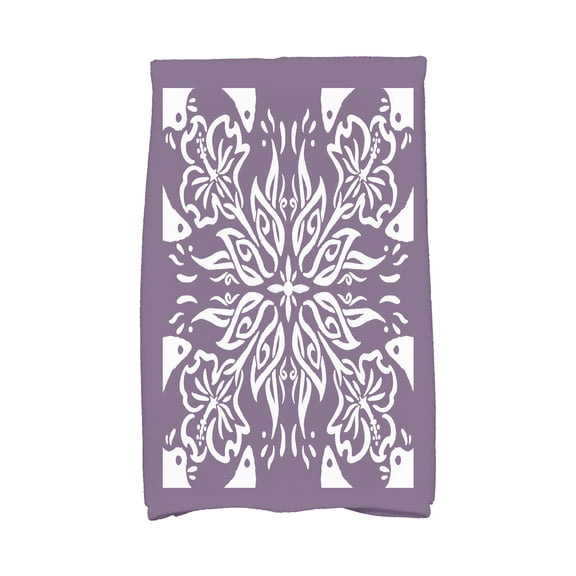 Simply Daisy, 16 x 25 Inch, Cuban Tile 3, Geometric Print Kitchen Towel, Purple