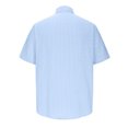 thumbnail image 4 of Huresd Men's Wrinkle Free Untucked Cuban Shirt Business Casual Button Down Shirts Short Sleeve Striped Print Shirts Light Blue 2XL, 4 of 4